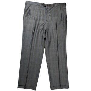Burberry Men's Gray‎ Tailored Dress Pants Sz 40x31 Glen Plaid Slacks Cuffed Hem